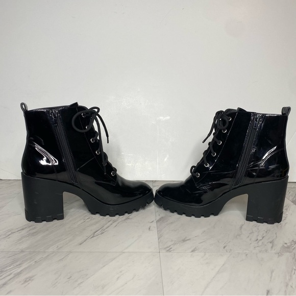BP Masson Black Patent Heeled Lace Up Boot 8M - Picture 5 of 15